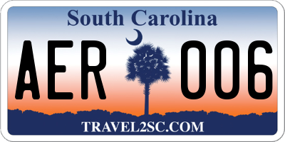 SC license plate AER006