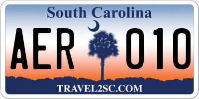 SC license plate AER010