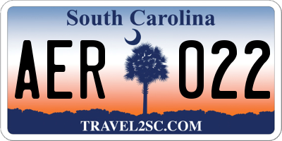 SC license plate AER022