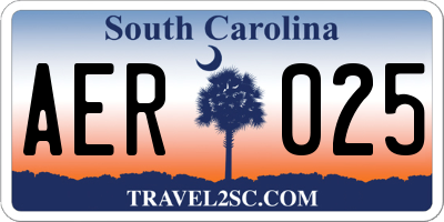 SC license plate AER025