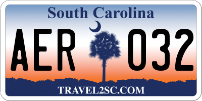 SC license plate AER032