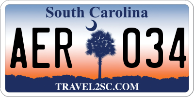 SC license plate AER034