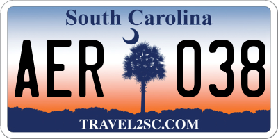SC license plate AER038