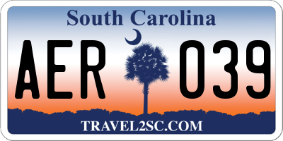 SC license plate AER039