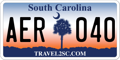 SC license plate AER040
