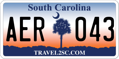 SC license plate AER043