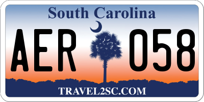 SC license plate AER058