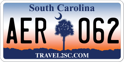 SC license plate AER062