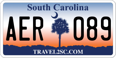 SC license plate AER089