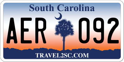 SC license plate AER092