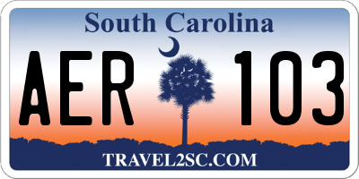 SC license plate AER103