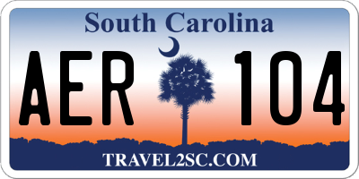SC license plate AER104