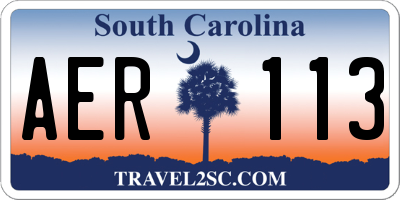 SC license plate AER113