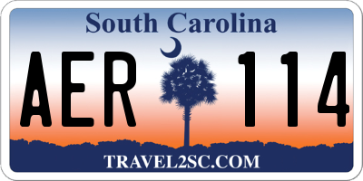 SC license plate AER114