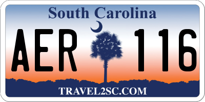 SC license plate AER116