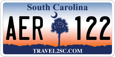 SC license plate AER122