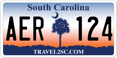 SC license plate AER124