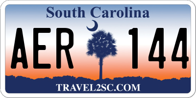 SC license plate AER144