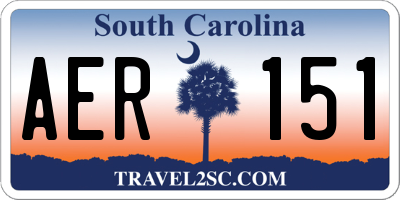 SC license plate AER151