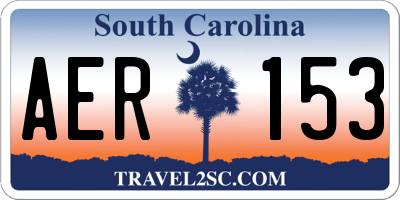 SC license plate AER153