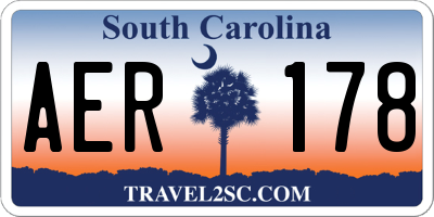 SC license plate AER178