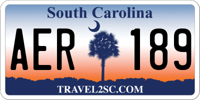 SC license plate AER189