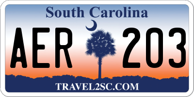 SC license plate AER203