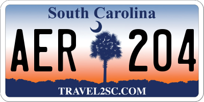 SC license plate AER204