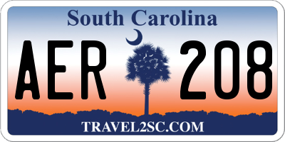 SC license plate AER208