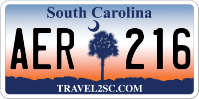 SC license plate AER216