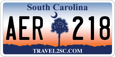 SC license plate AER218
