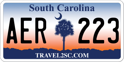 SC license plate AER223