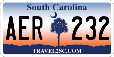 SC license plate AER232
