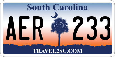 SC license plate AER233