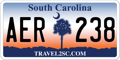 SC license plate AER238