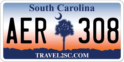 SC license plate AER308