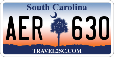 SC license plate AER630