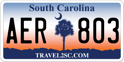 SC license plate AER803