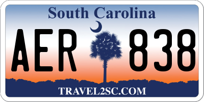 SC license plate AER838