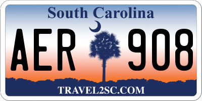 SC license plate AER908