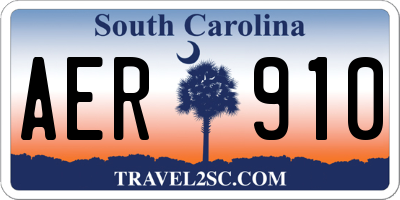 SC license plate AER910