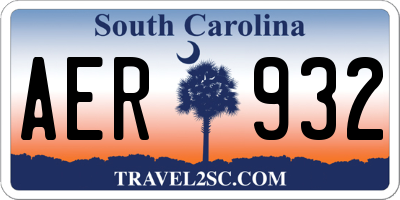 SC license plate AER932