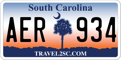 SC license plate AER934