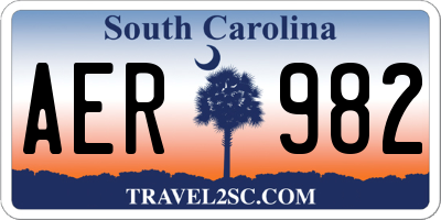 SC license plate AER982