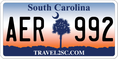 SC license plate AER992