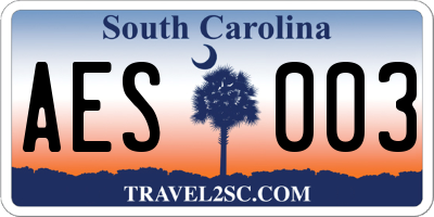 SC license plate AES003