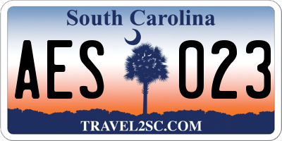 SC license plate AES023