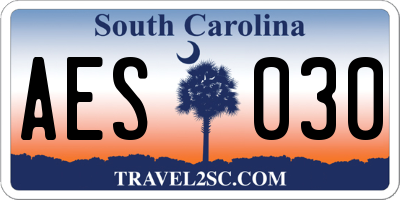 SC license plate AES030
