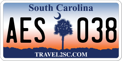 SC license plate AES038