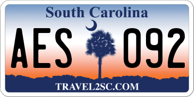 SC license plate AES092